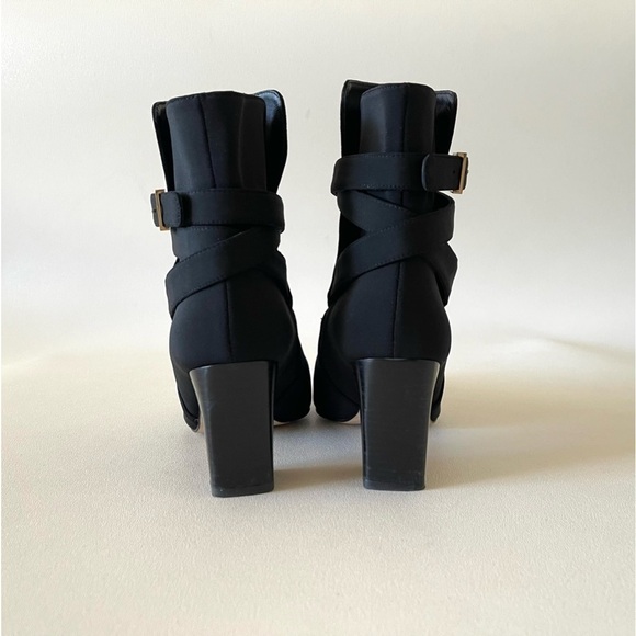 Good American Boots The Bombshell Bootie Block Heel Ankle Buckle Chic Black 6.5 - Picture 5 of 13